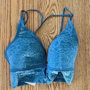 🧡 PINK Victoria's Secret Lightly Lined Bralette in Teal Floral Velour